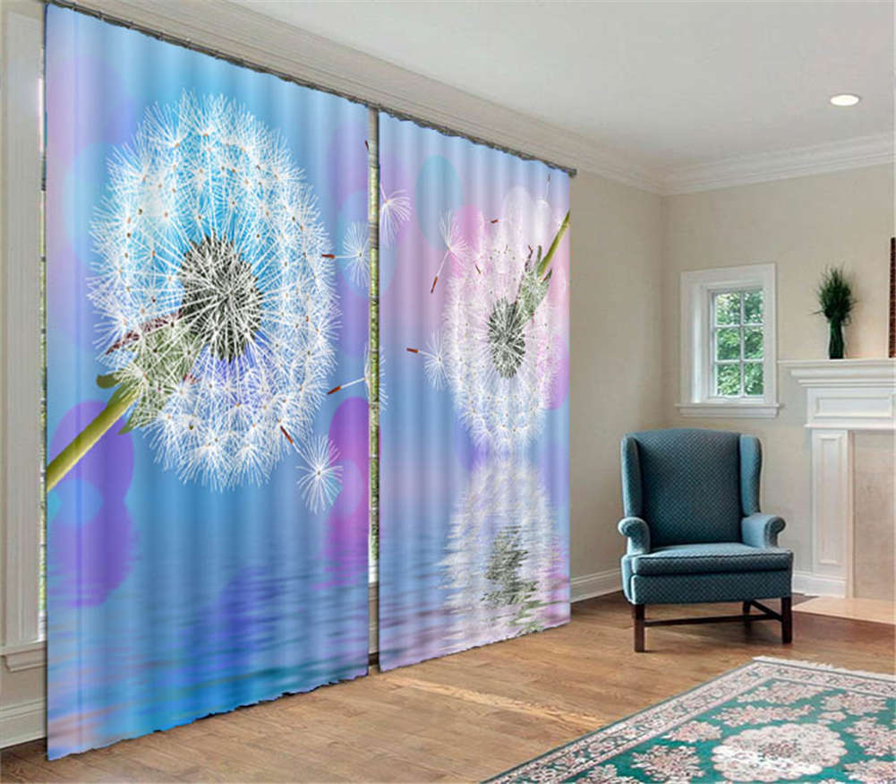 Dreamy Flying Dandelian 3D Curtain Blockout Photo Printing Curtains Drape Fabric