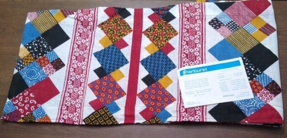 Vintage 70s JC Penney Home Starburst Patchwork Retro Valence New 72 X 11