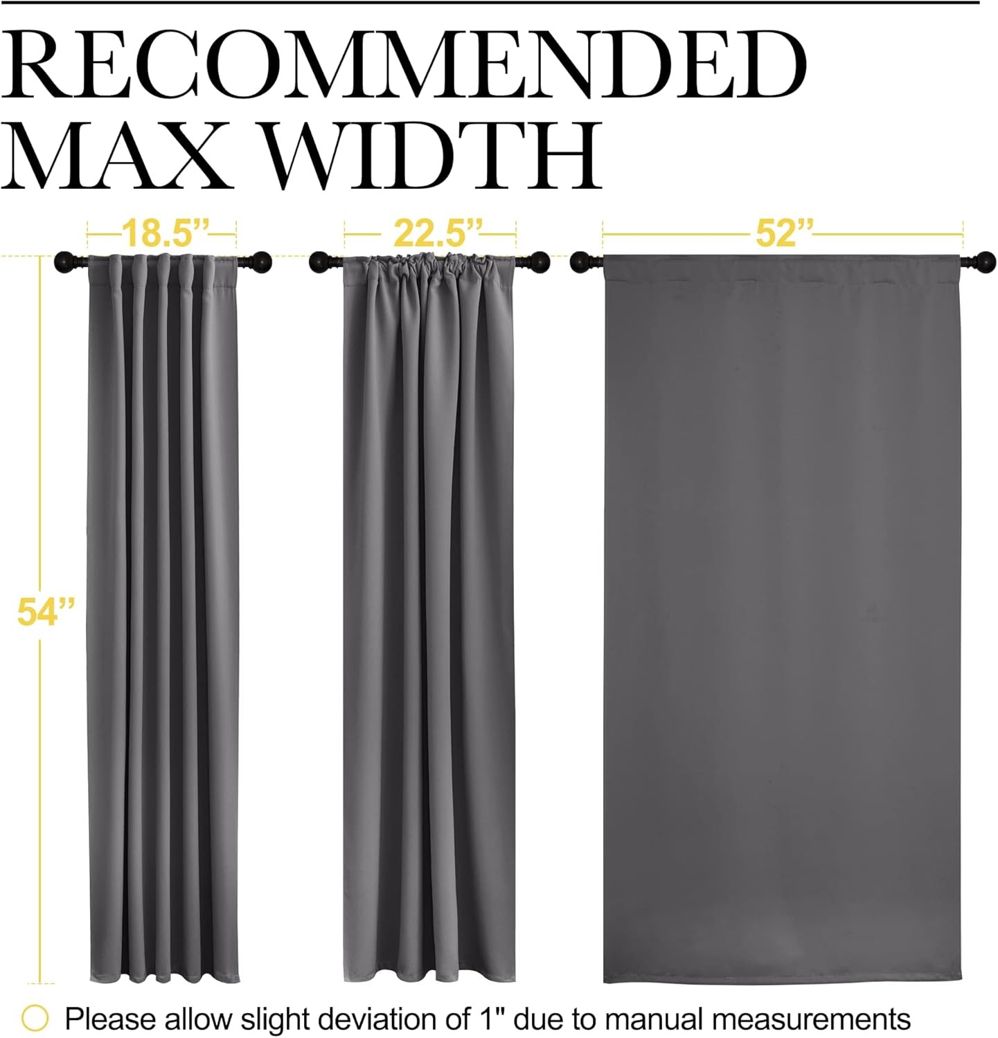 Blackout Curtain Panels for Living Room – (Grey Color) 52×54 inch, 2 Panels Set,