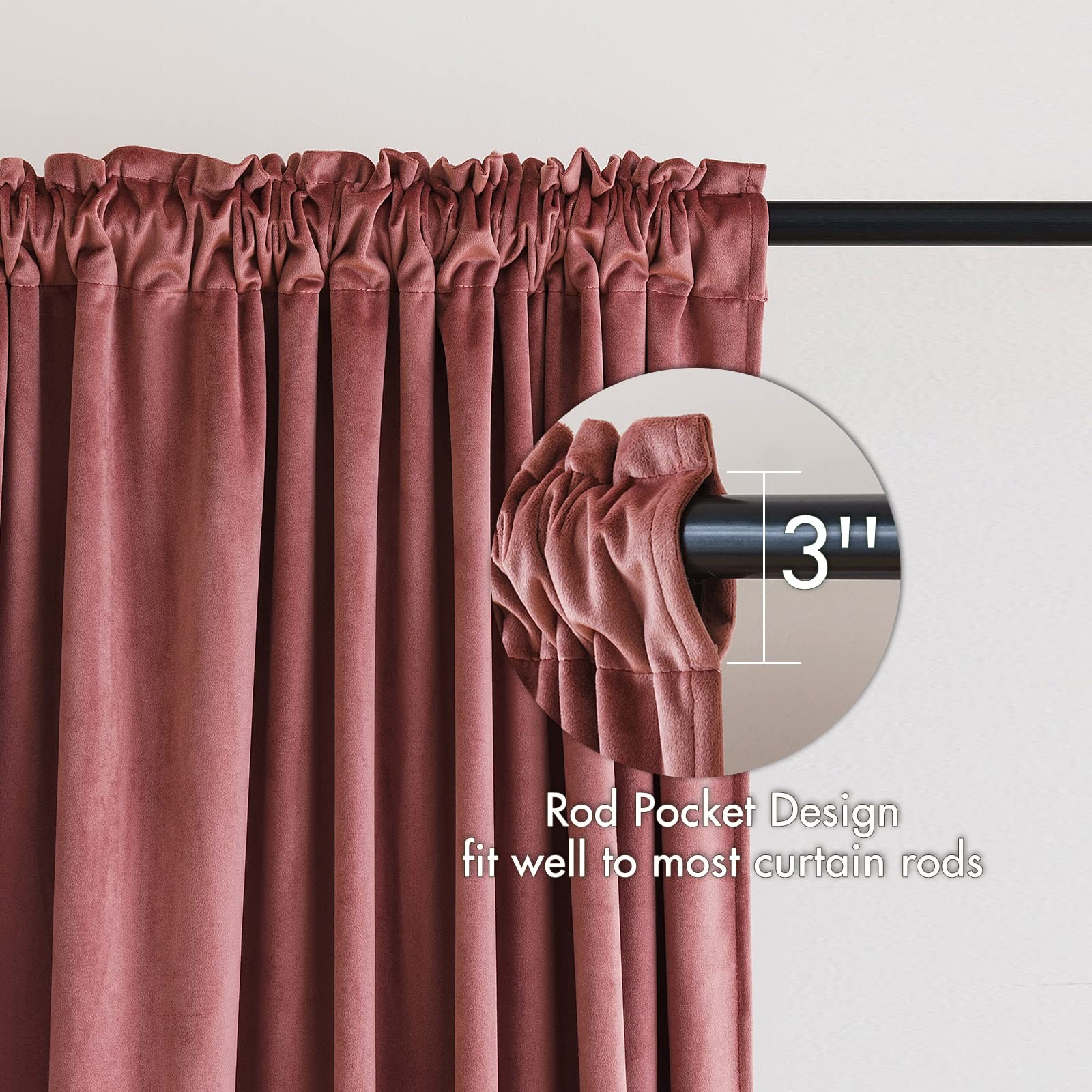 MIULEE Dusty Rose Pink Velvet Curtains 52″W x 96″L (Pack of 2),