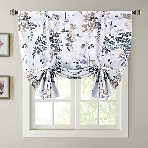 Blackout Tie Up Curtain – Thermal 42″W x 45″L (Pack of 1) Bluestone/Taupe
