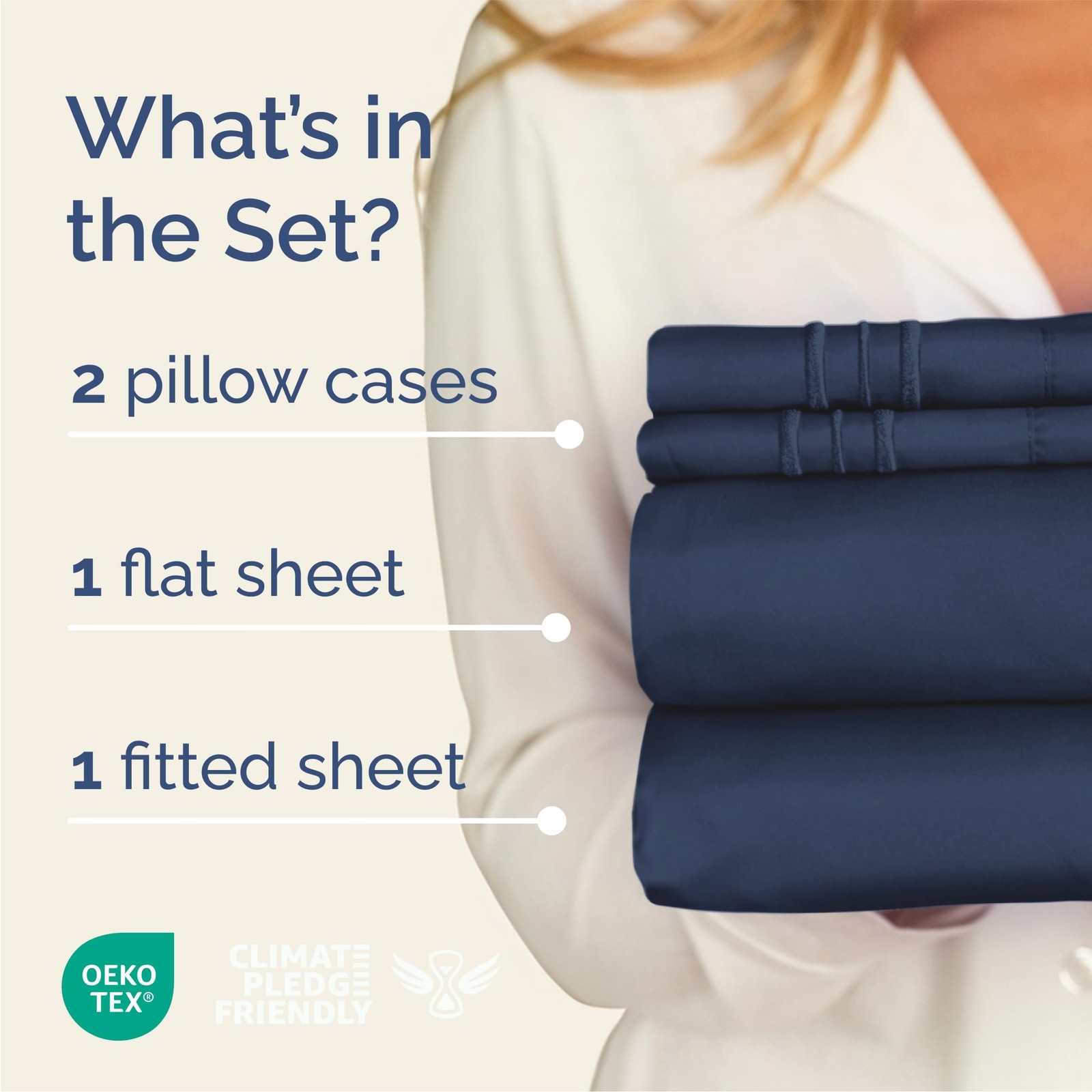 Queen Size 4 Piece Sheet Set – Comfy Breathable & Queen, 18 – Navy Blue