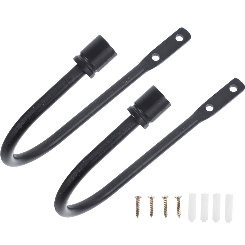 2PCS U Shaped Curtain Holdbacks Hook Wall Mount Metal Decor Decorate Black