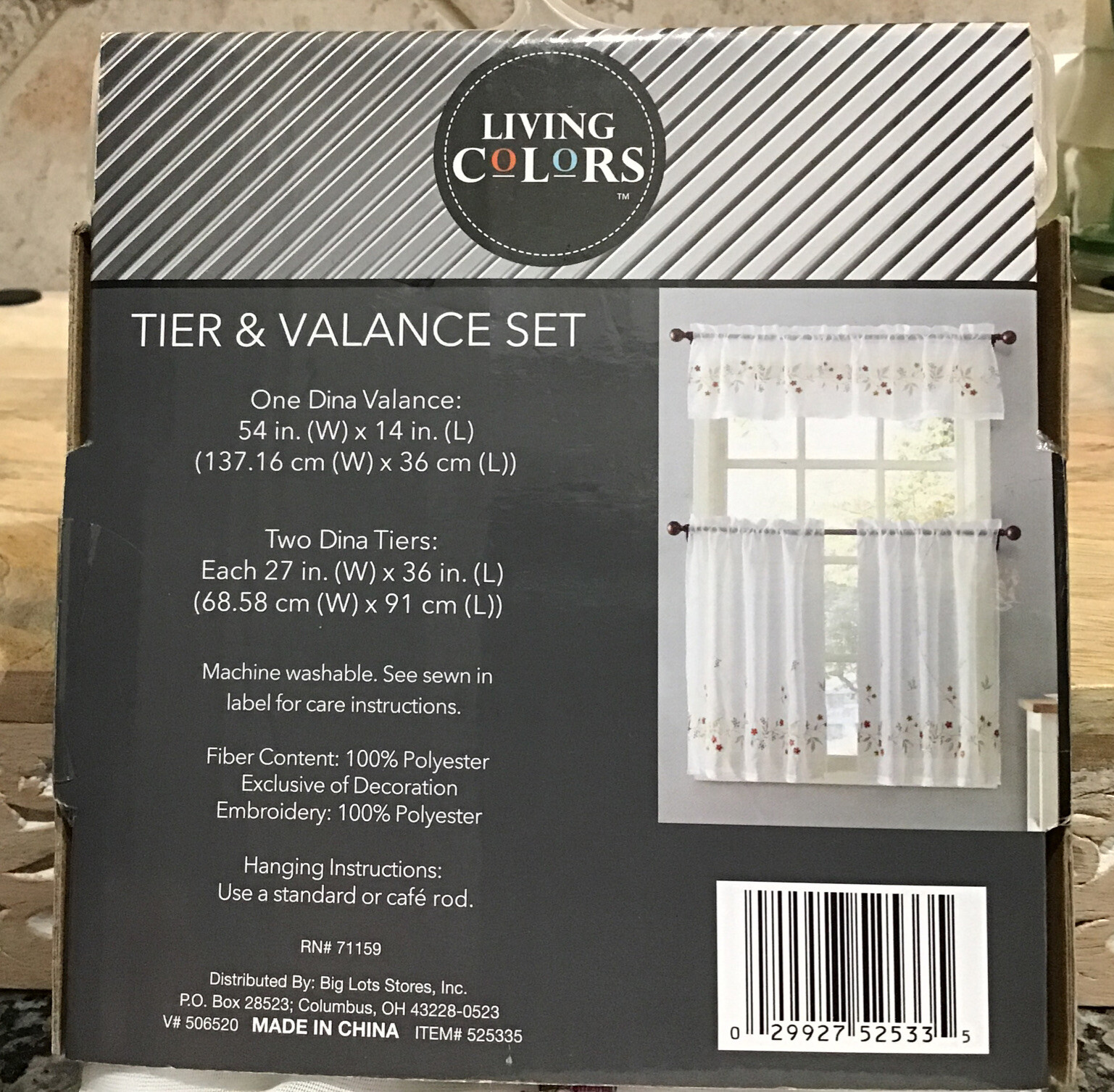 LIVING COLORS “Tier & Valance Set” Flowers Of Mauve, Yellow, Violet New In Pack