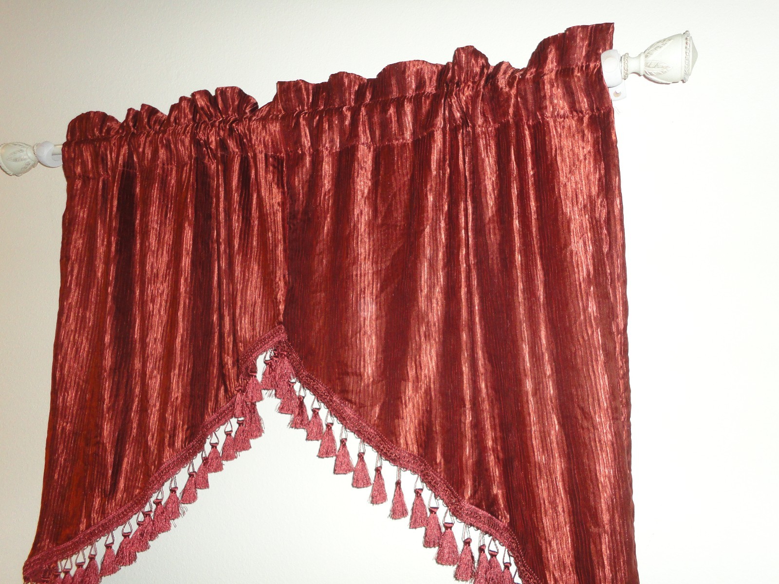 CHRIS MADDEN PLEATED CINNAMON RUST BURNT ORANGE (2PC) VALANCE SET 66 X 36