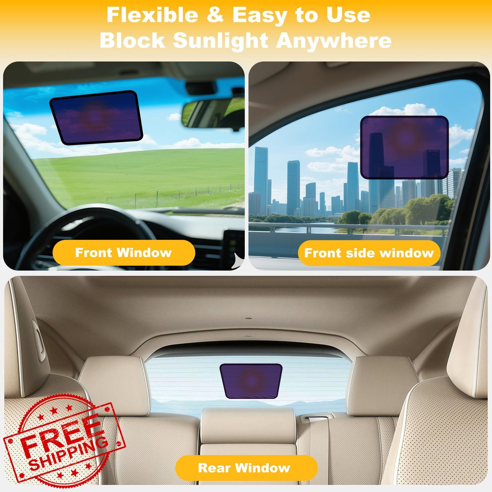 XCBYT 2 Pack Semi-Transparent Car Window Shades 9.84″ x 7.09″