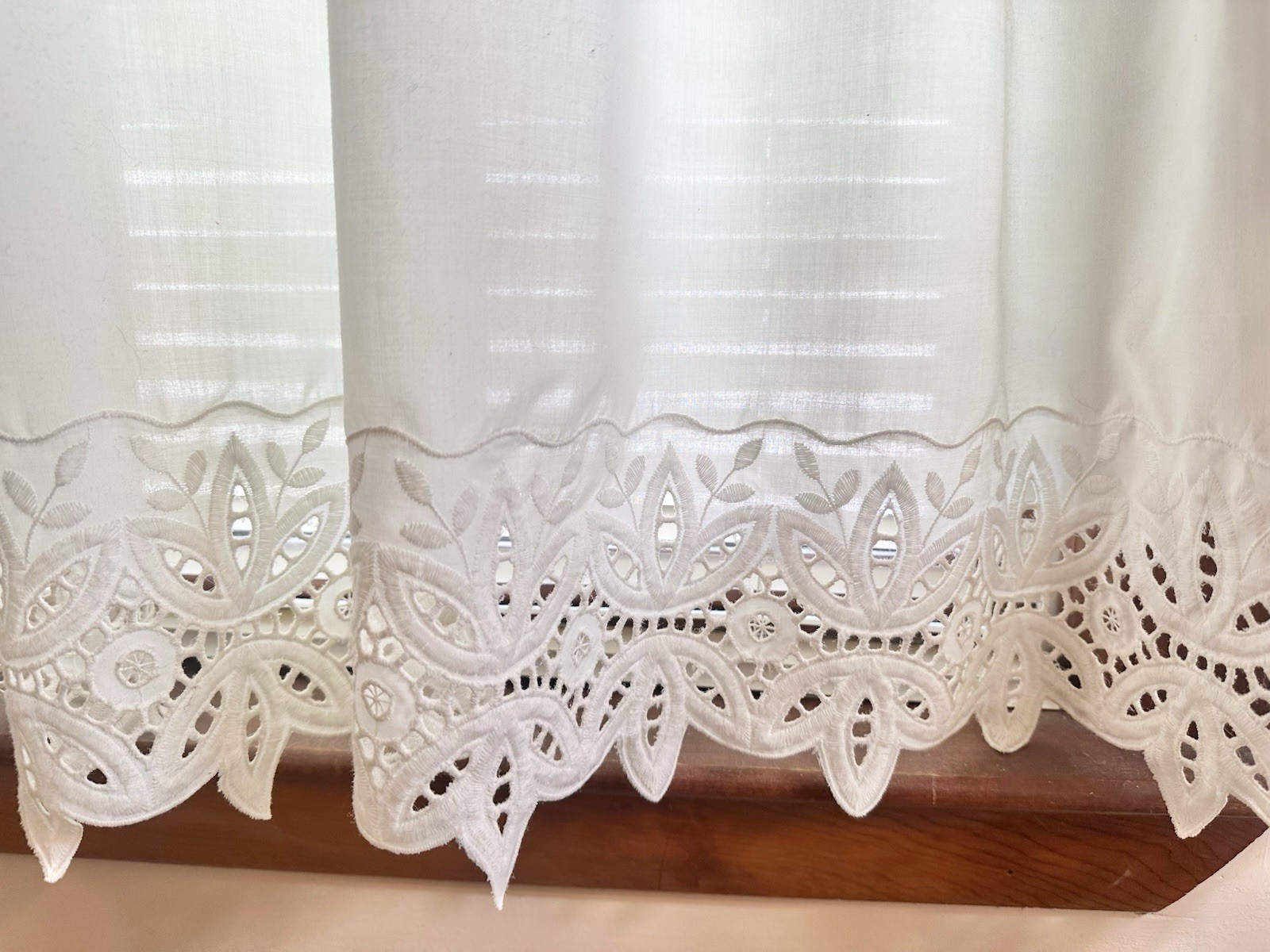 2 White 39″x39″ Custom Eyelet Trim Rod Window Treatment Curtain Drapes