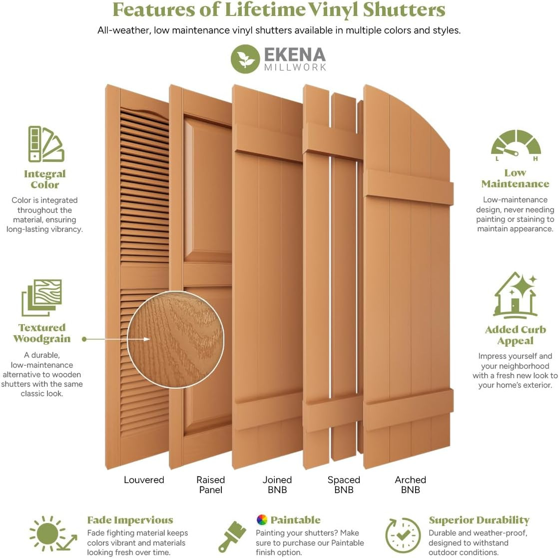 Ekena Millwork LVSAMPLECOLORS Lifetime Vinyl Shutter Sample Colors