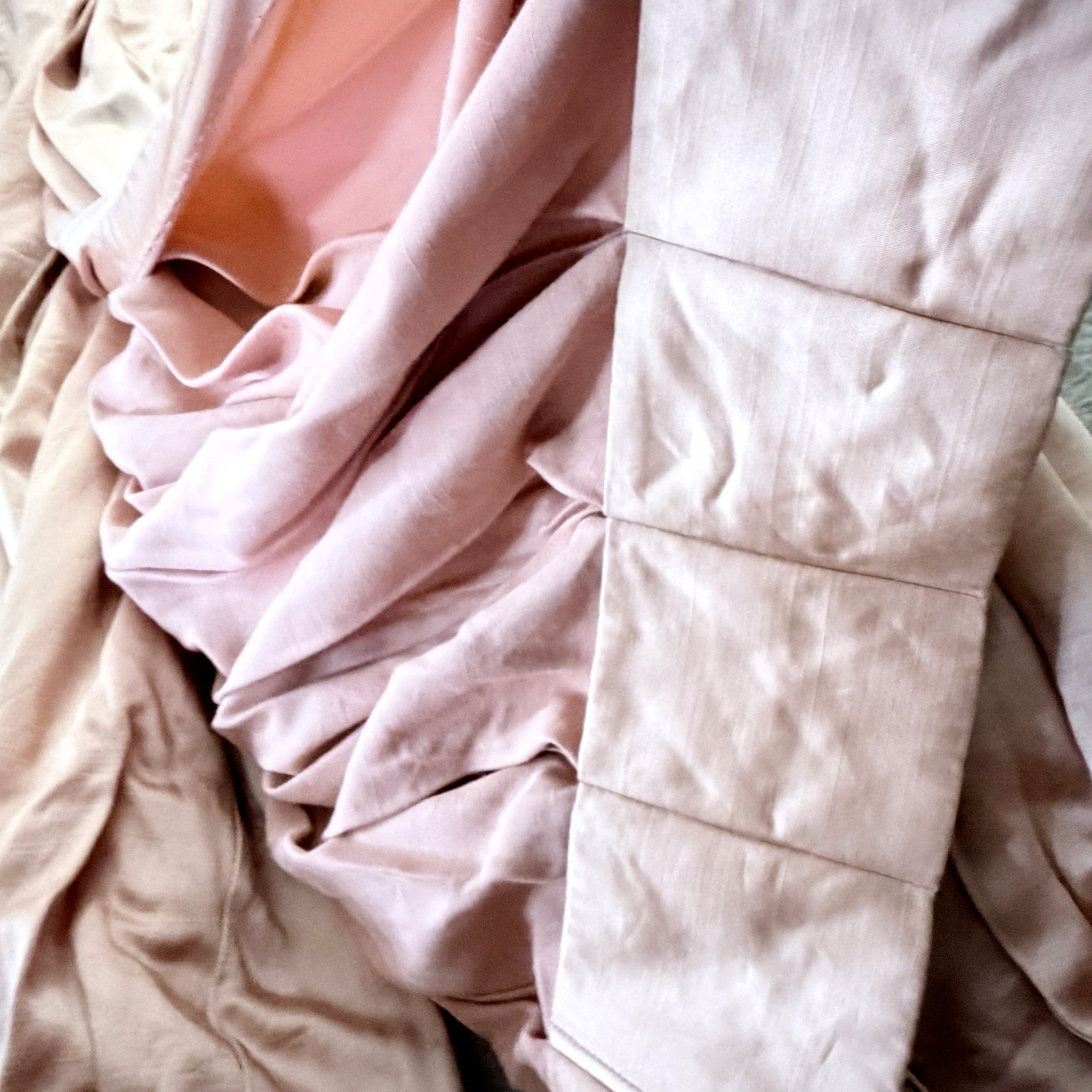 Window Cornice Satin & Silk with Matching Custom Peach Drapery 9 Pieces Total