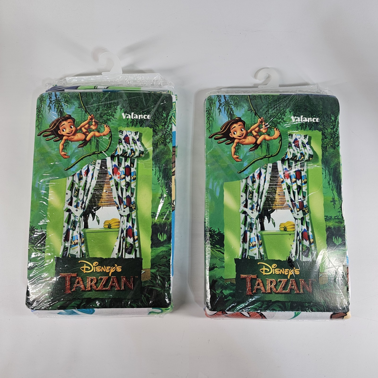 Vtg 90’s x2 Disney Tarzan Valance 84″x15″ Up to 48″ Window Cartoon Room Decor