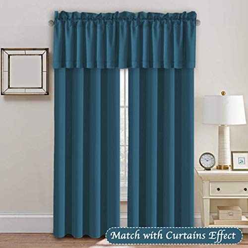 Blackout Valances for Windows,Kitchen Window Valance Curtains for 2 Dark Teal
