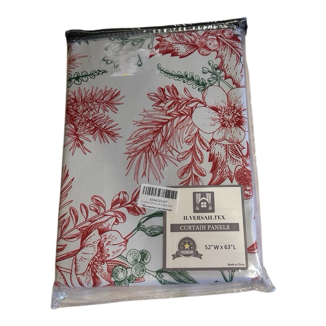 H.VERSAILTEX Blackout 2 Panels Set Christmas Floral Print Curtain 52Wx63L NEW