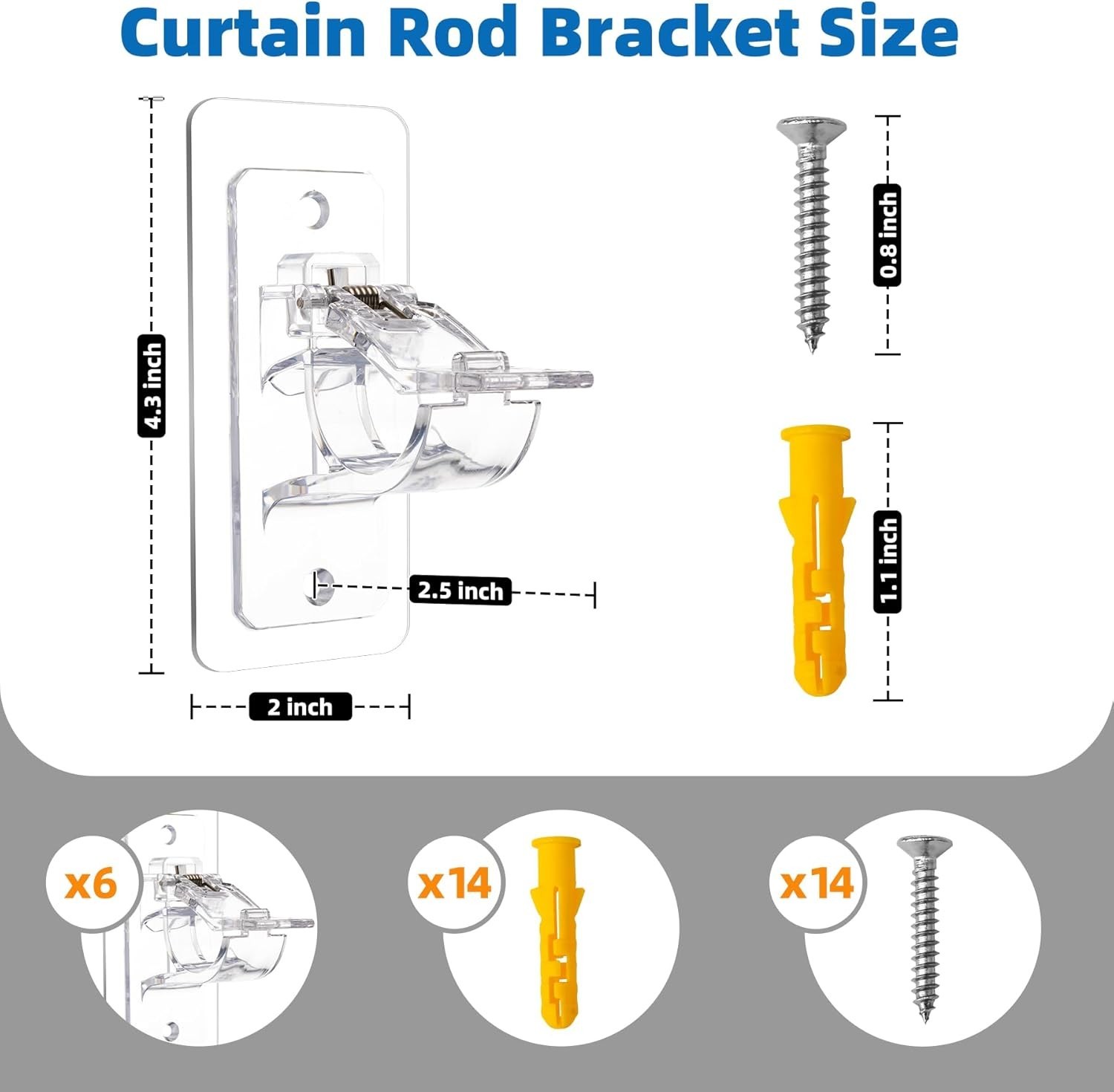 Multipurpose Adhesive Curtain Rod Holders – 6 Pack for Easy, No Damage Setup