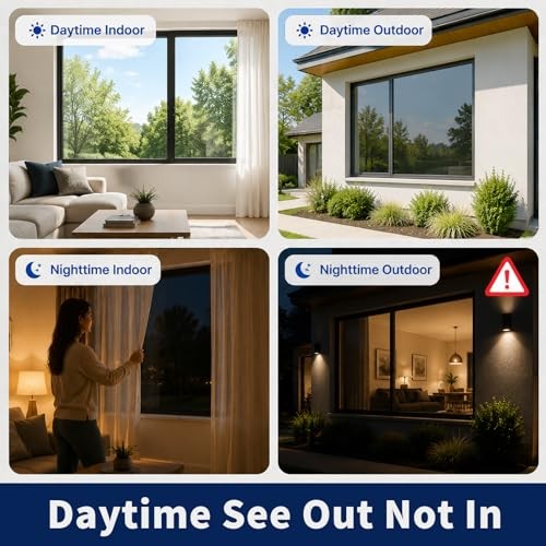 One Way Window Privacy Film Static Cling Black Silver 17.5in x 6.5ft