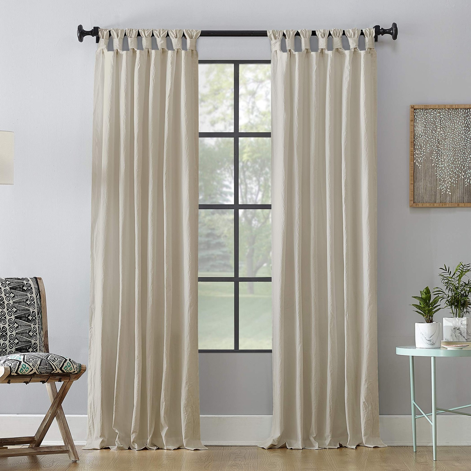 Washed Cotton Twist Tab Curtain, 52″ x 84″, Oatmeal