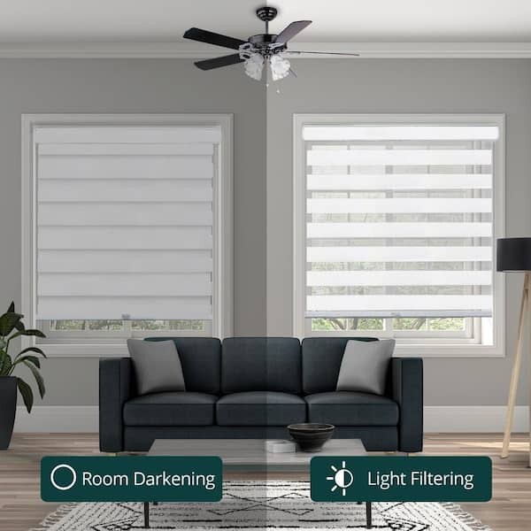Chicology Cordless Light Filtering Dual Layer Zebra Roller Shade – Basic Arctic