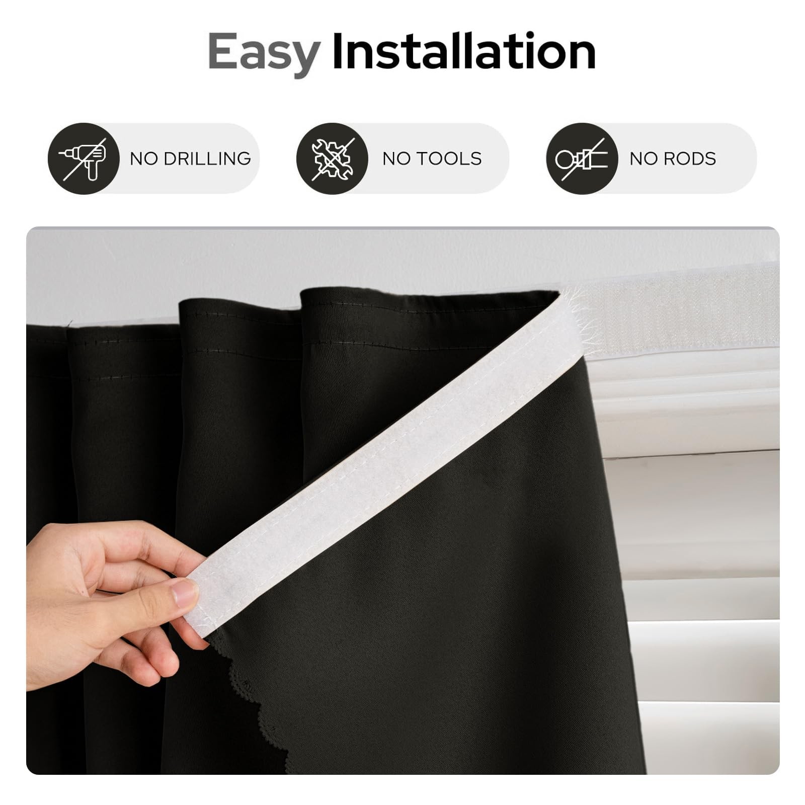Self Adhesive Curtains No Drilling, No Rod, Easy to Install Blackout Curtain…