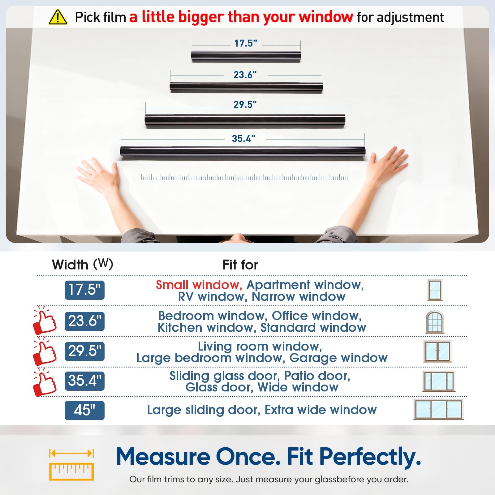SUNBABY Window Tint for Home, One Way Privacy Film 17.5 x 78.7inch, Black