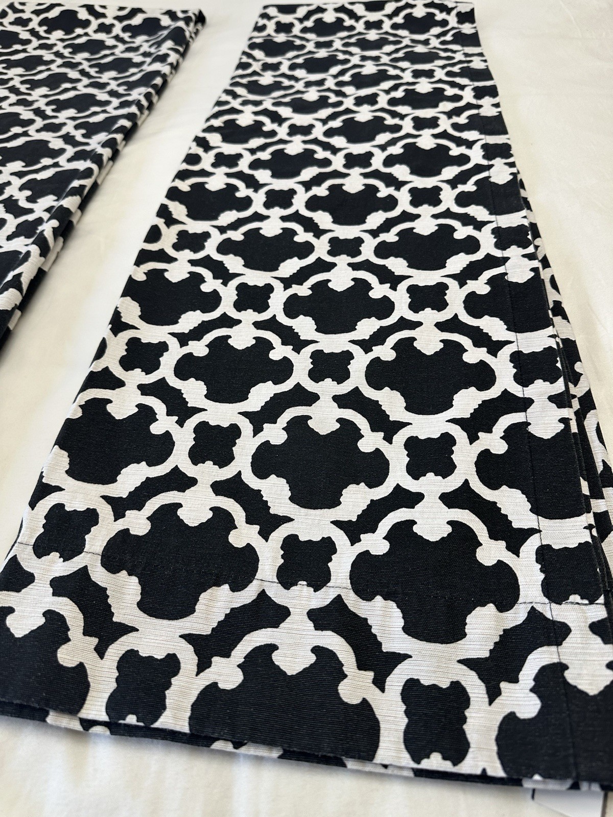 Target Threshold Farrah Fretwork Black Cream Curtains 2 Panels 52”W 82”L Glam