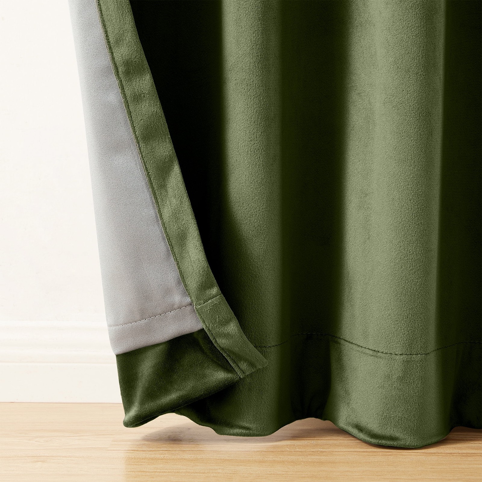 Dutch Velvet Solid 100% Blackout Single Curtain Panel Green 52″ W x 84″ L