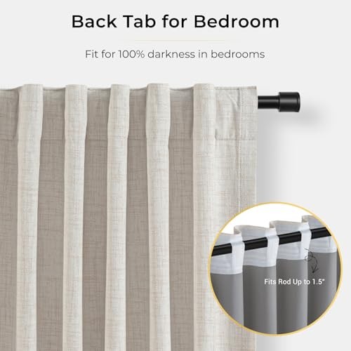 100% Blackout Curtains for Sliding Glass Doors, 102″W x 84″L (Pack of 1) Beige