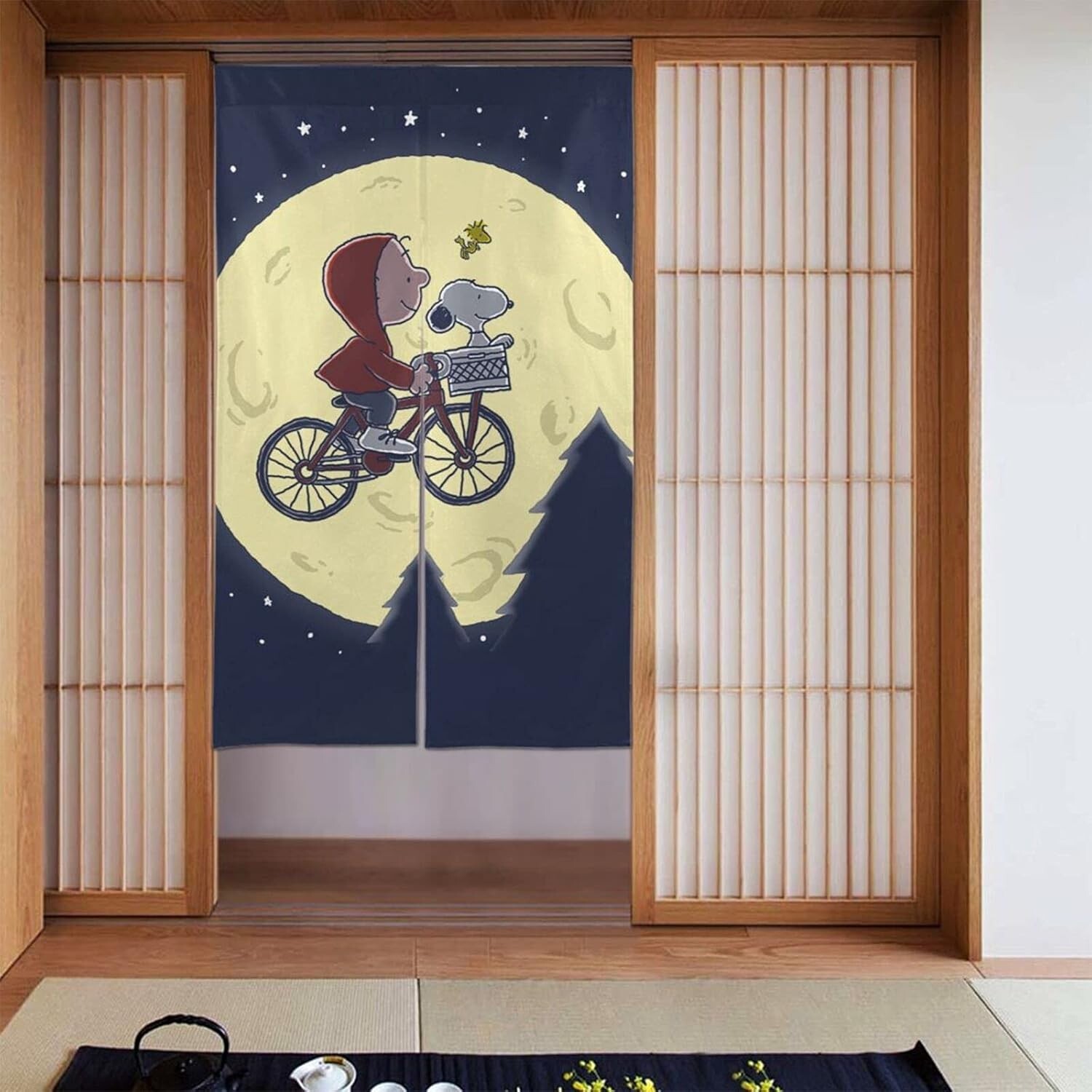 Peanuts Snoopy Noren Goodwill Curtain 86 x 143 cm Night Sky Moon Charlie Brown