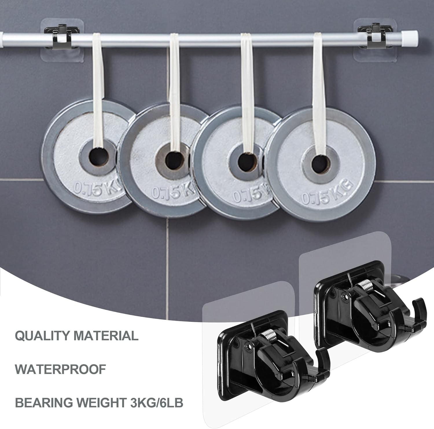 Curtain Rod Brackets No Drilling,Self Adhesive Curtain Rod Holder Hooks for Home