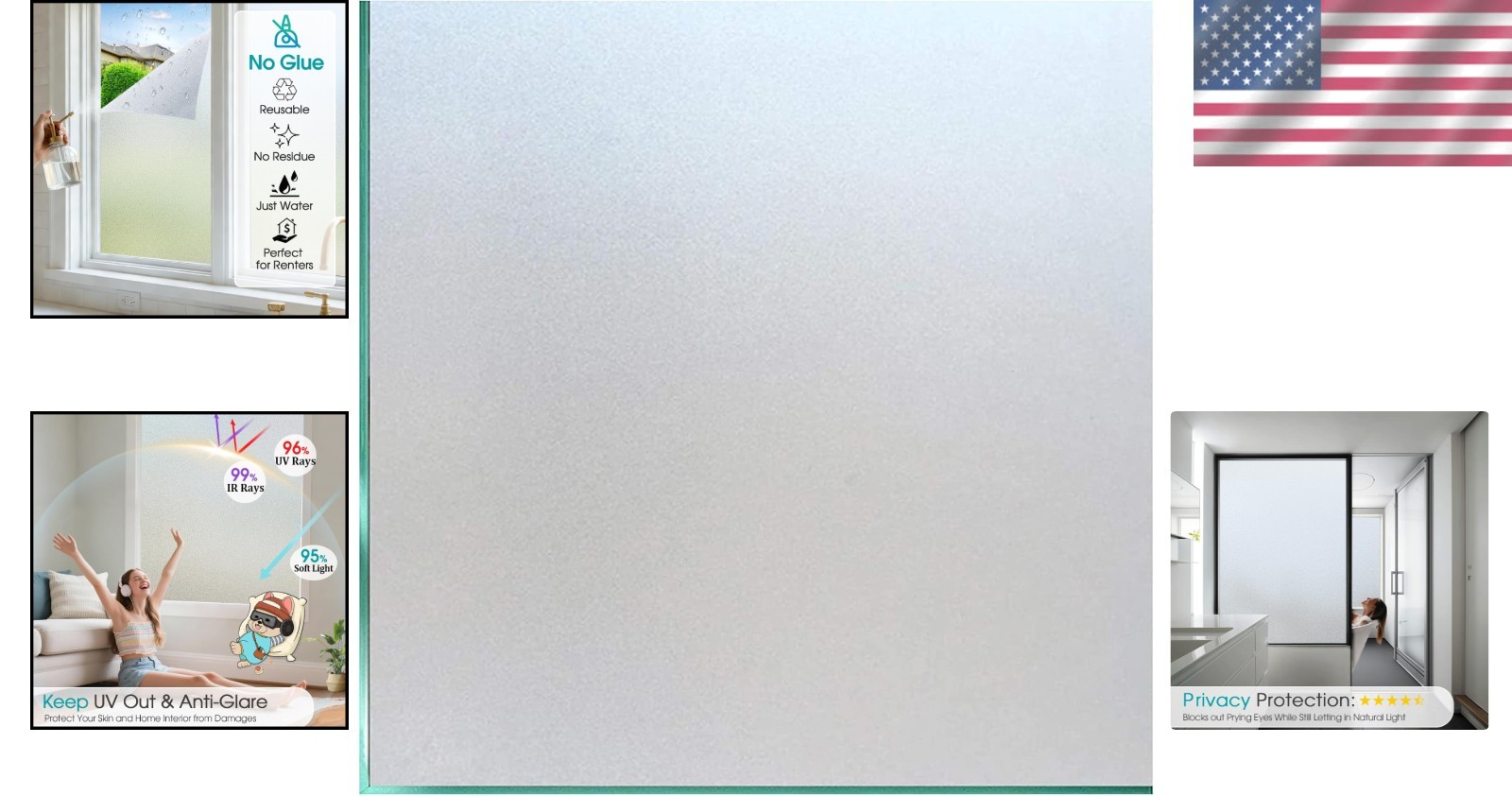 Day and Night Privacy Window Film – 17.5×78.7 Inch, UV Protection & No Residue