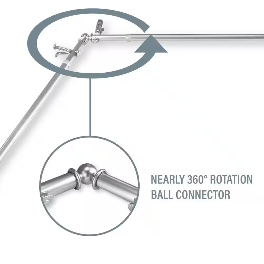 Bud 13/16 In. Bay Window Single Curtain Rod in Satin Nickel