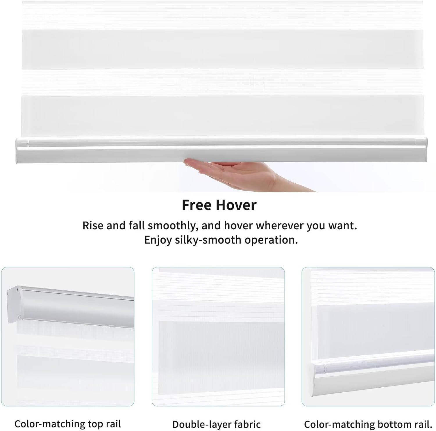 Cordless Zebra Blinds – Dual Layer Light Filtering & Privacy Shades, 34″ W X 72″