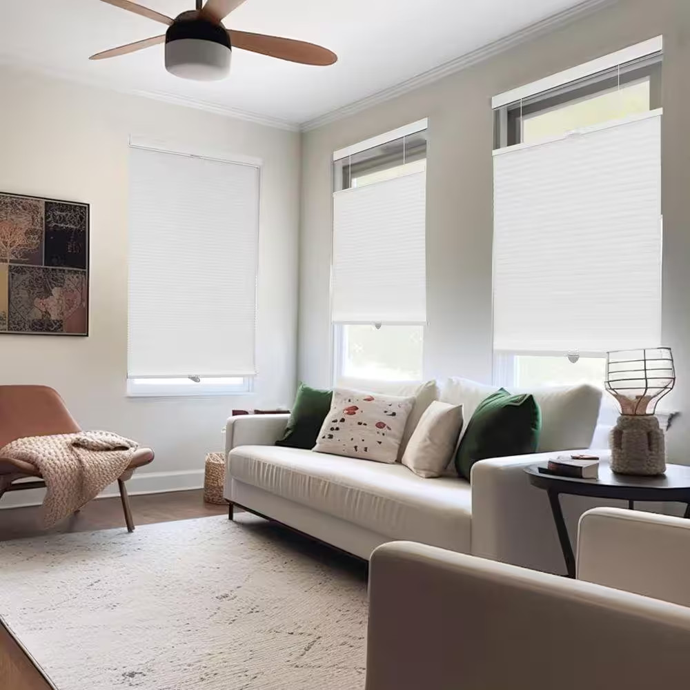 Cut-To-Size White Light Filtering Cordless Top down Bottom up Polyester Cellular