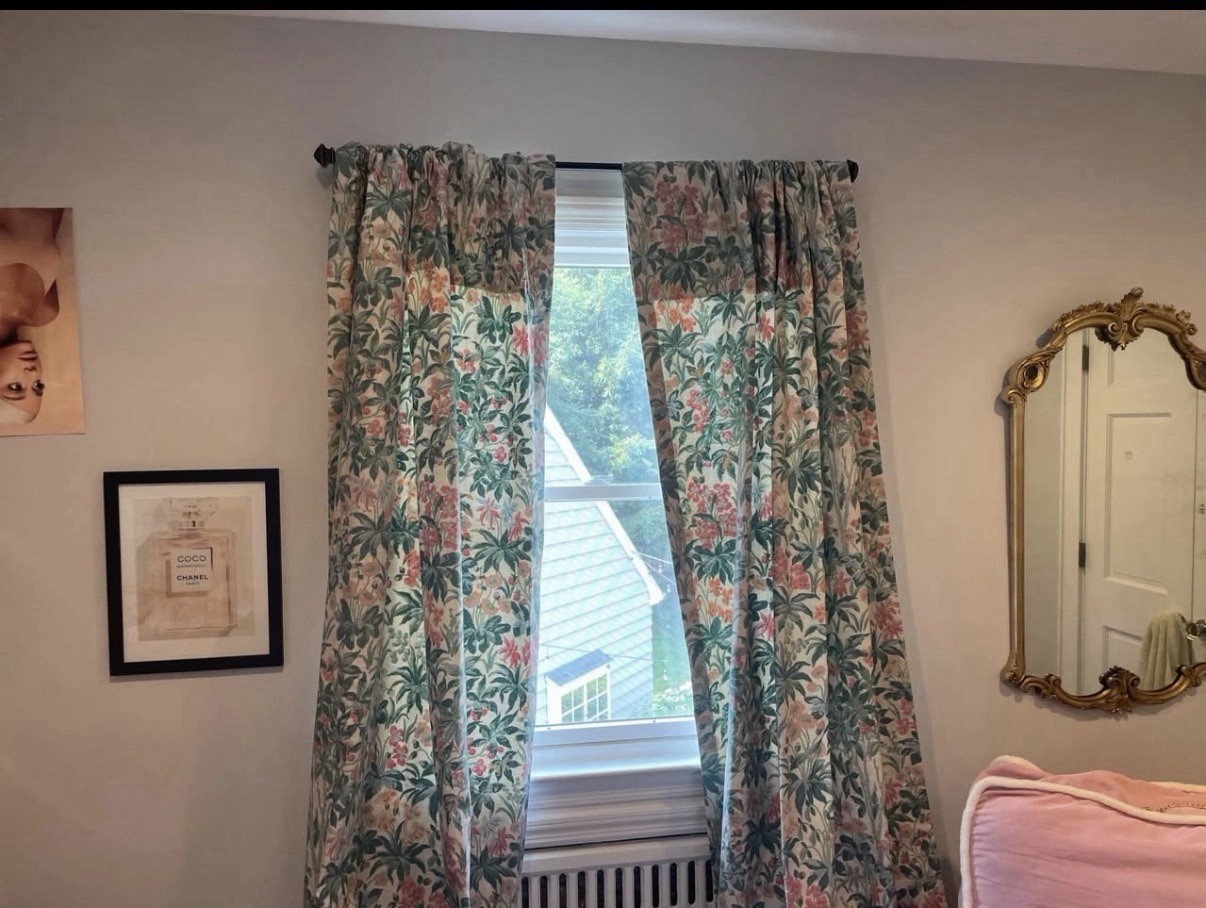 Custom Made Floral Berry Curtain Panels 48”x91” Set