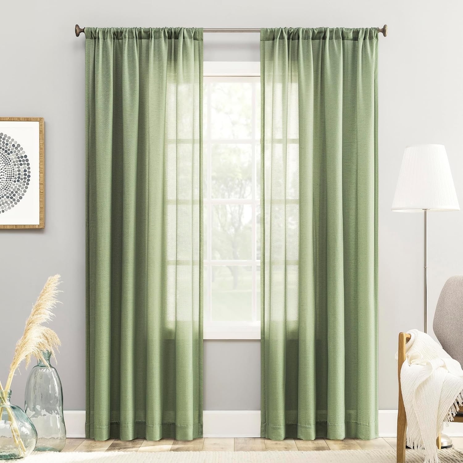 Linen Blend Textured Semi-Sheer Rod Pocket Curtain Panel 54″ x 84″ Taupe