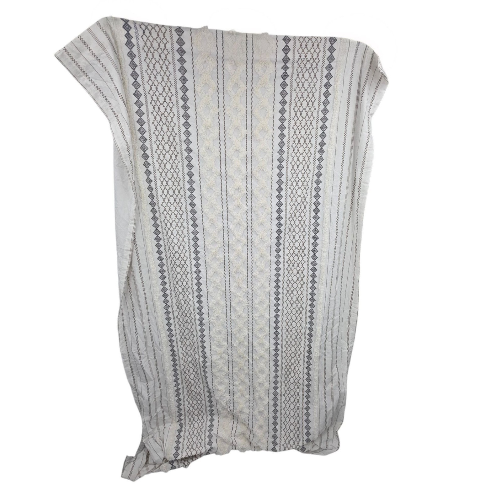 INK+IVY Imani Cotton SINGLE PANEL Curtain Drape Tufted Chenille Stripe Geometric