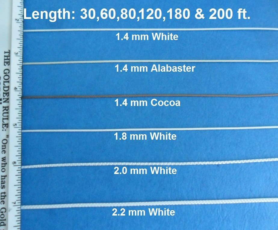 1.4 1.8 2 2.2 mm Blind Shade Lift Pull Cord String 30-200′ White Cocoa Alabaster