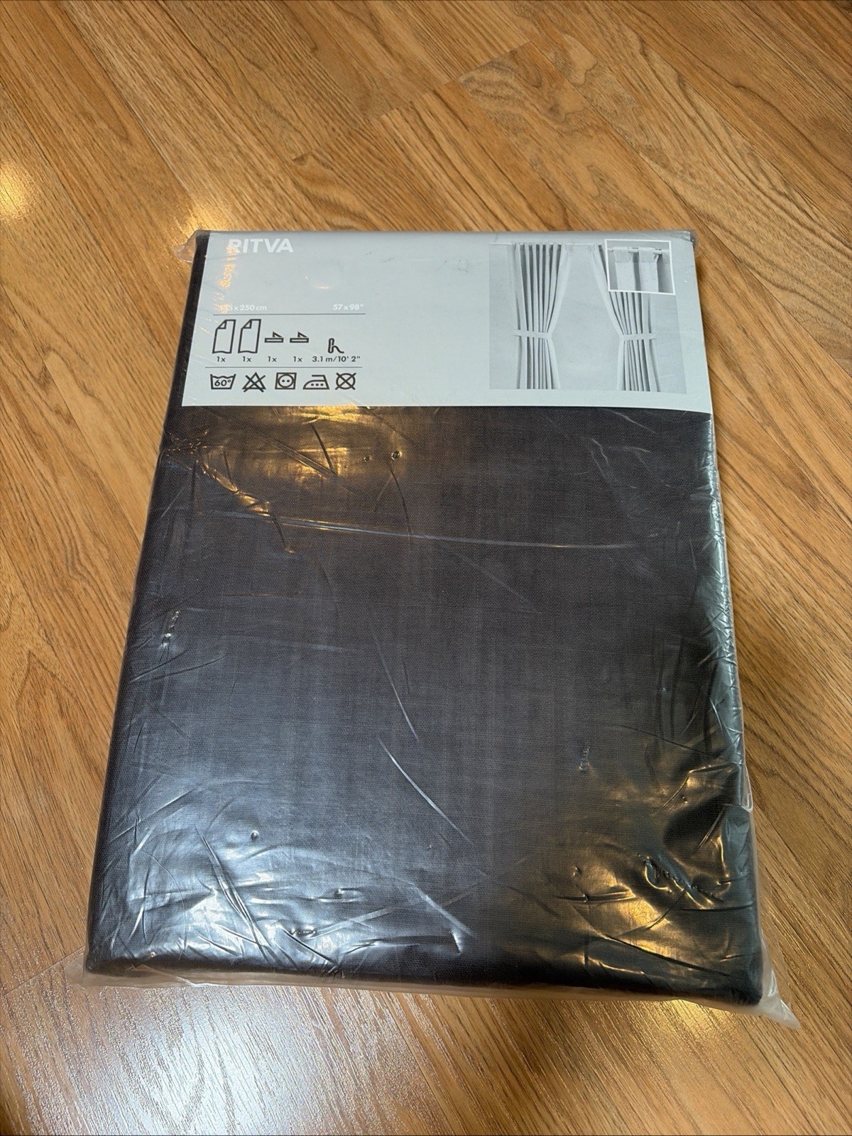 NWT IKEA RITVA CURTAINS 57″ X 98″ DARK BROWN 2 PANELS W/ TIE BACK DRAPES NEW