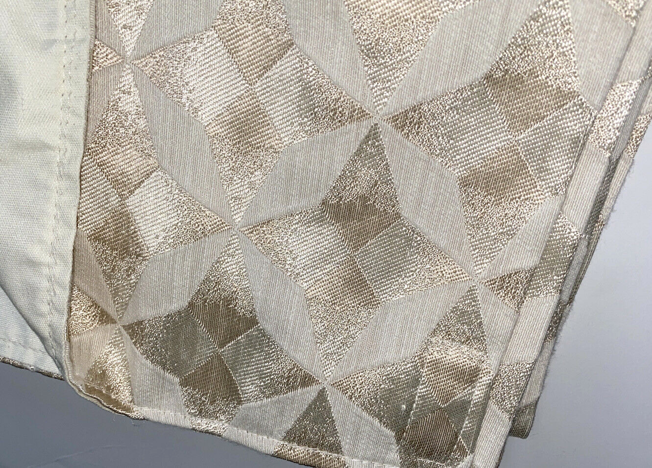 1 Custom Made Valance Extra Wide Luxury Curtain Gold Tan Geo Print Designer