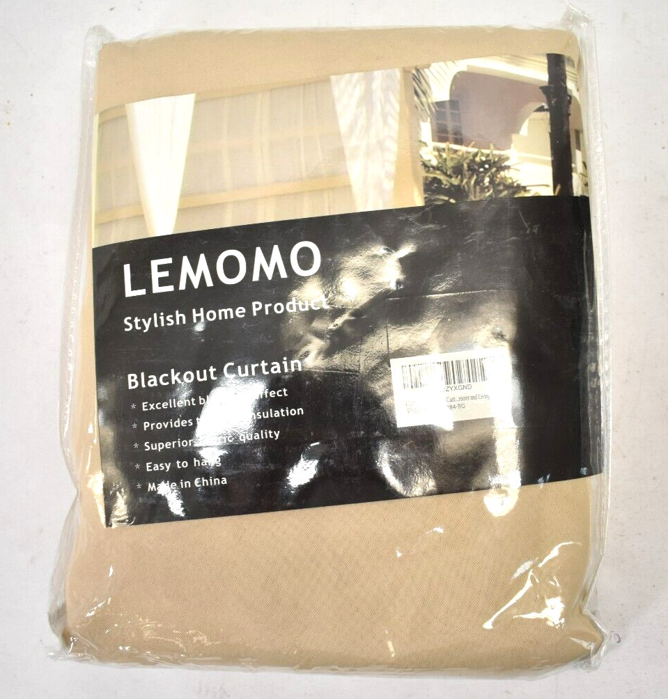 Lemomo Blackout Curtains 52″ x 84″ Beige 2 Panel Room Darkening Set For Bedroom
