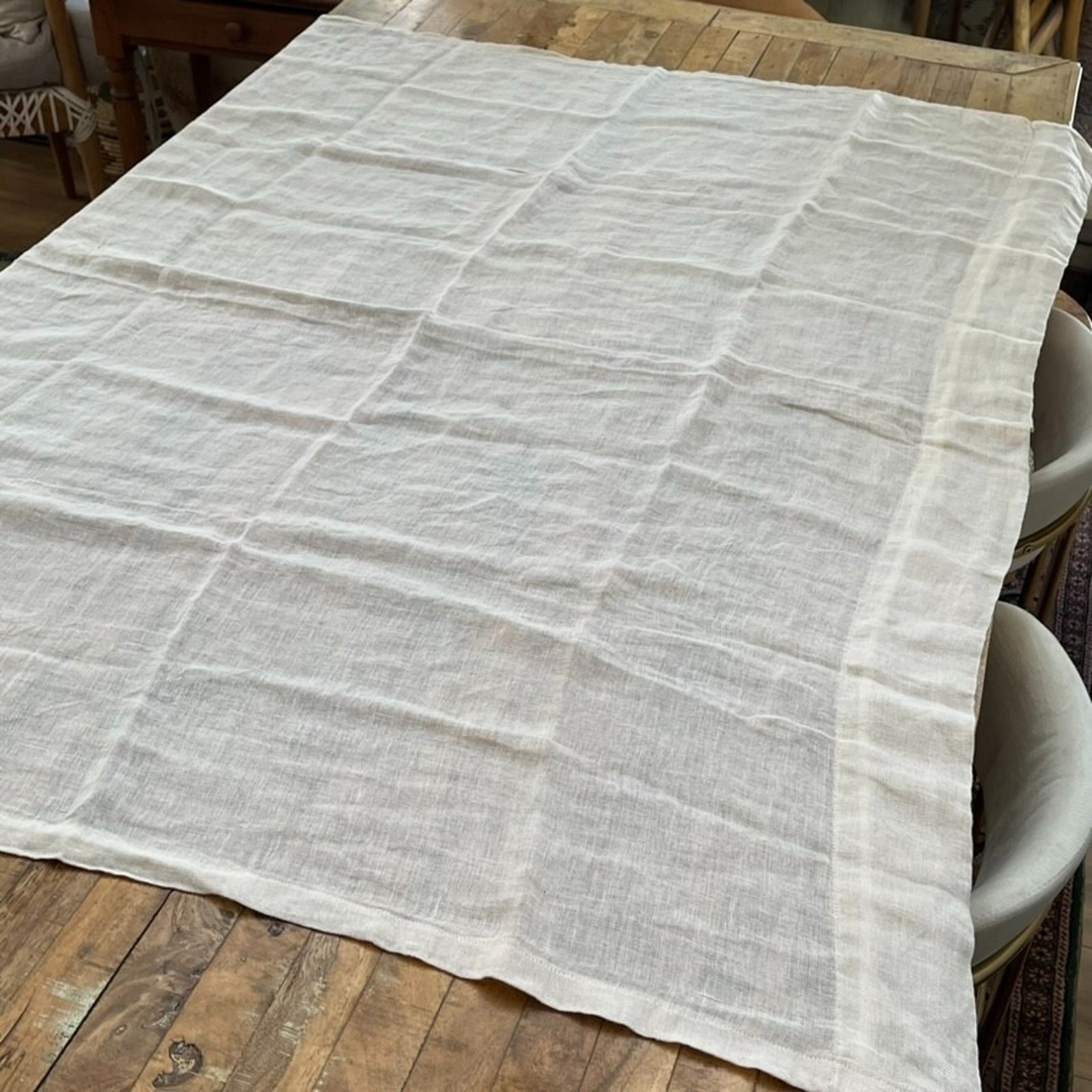 Sheer Rectangle Linen Curtain Panel 57″ x 46″ Cream