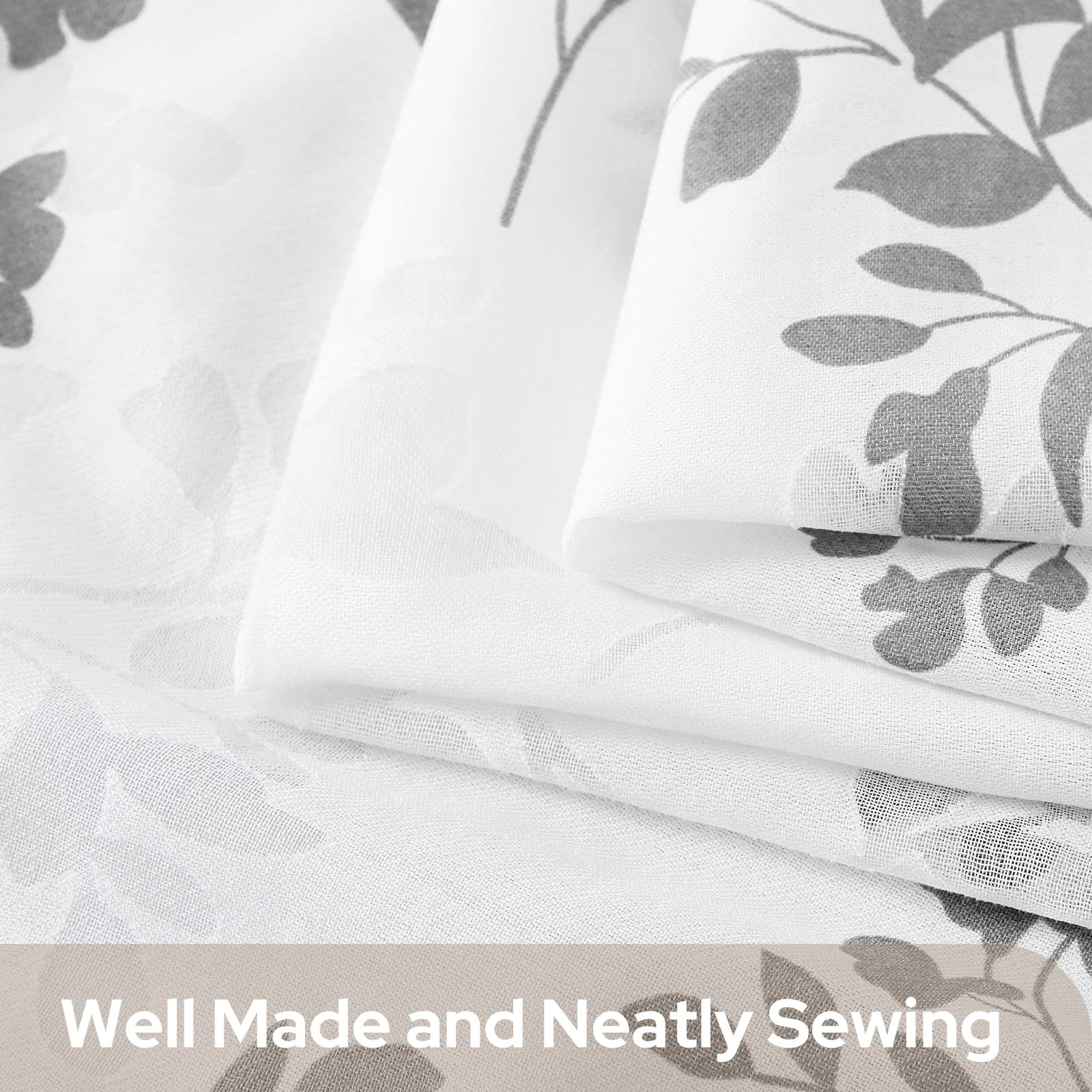 Kitchen Curtains 45 Inch Length Cafe Tier Drapes, Light Filtering Semi Sheer …