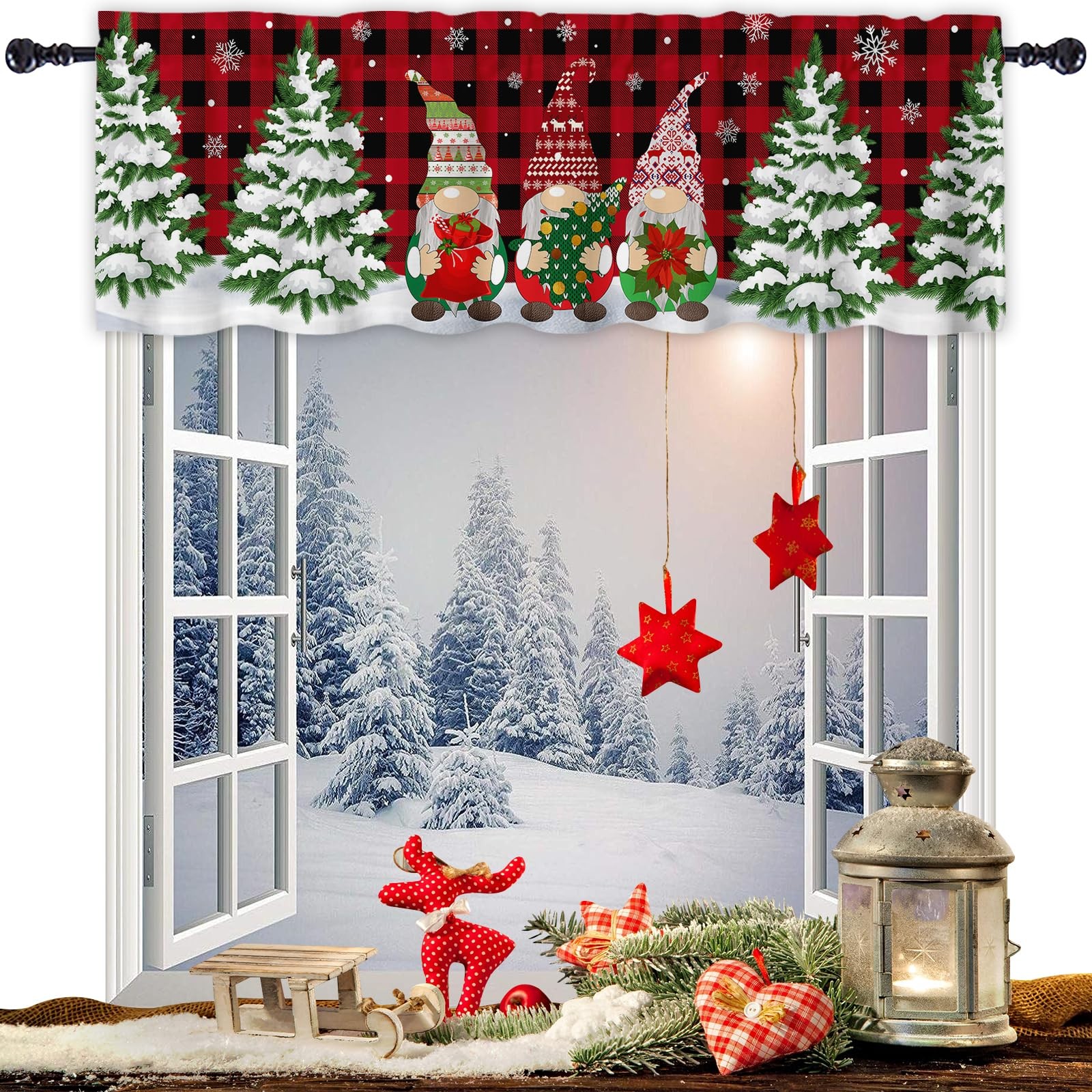 Christmas Valance for Windows Christmas Gnome Window Toppers Valances Rod Poc…