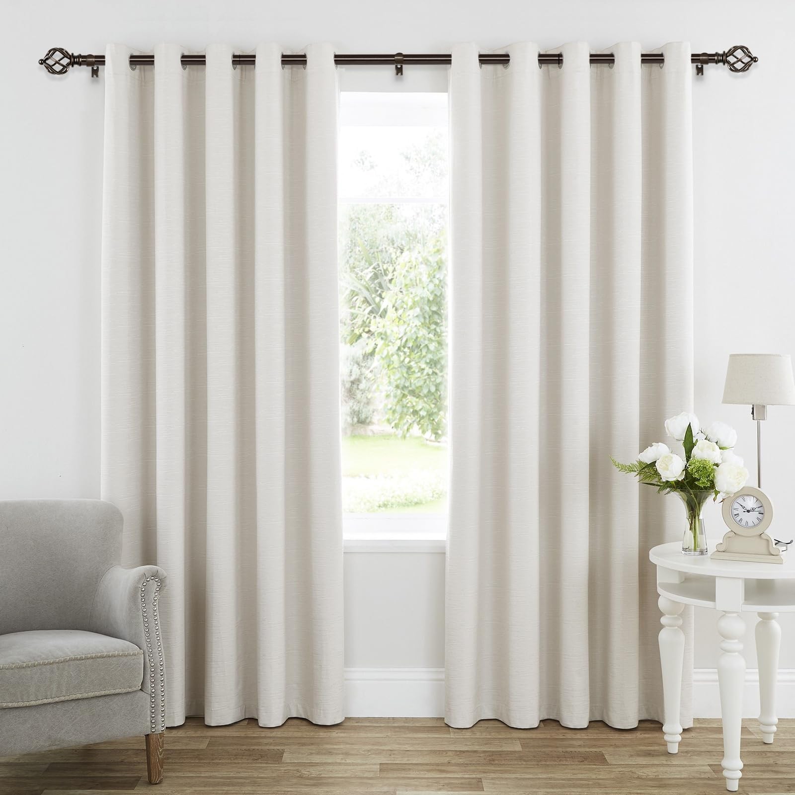 KAMANINA Curtain Rods for Windows 66 to 120 Inch, 3/4 Inch 66-120″, Bronze