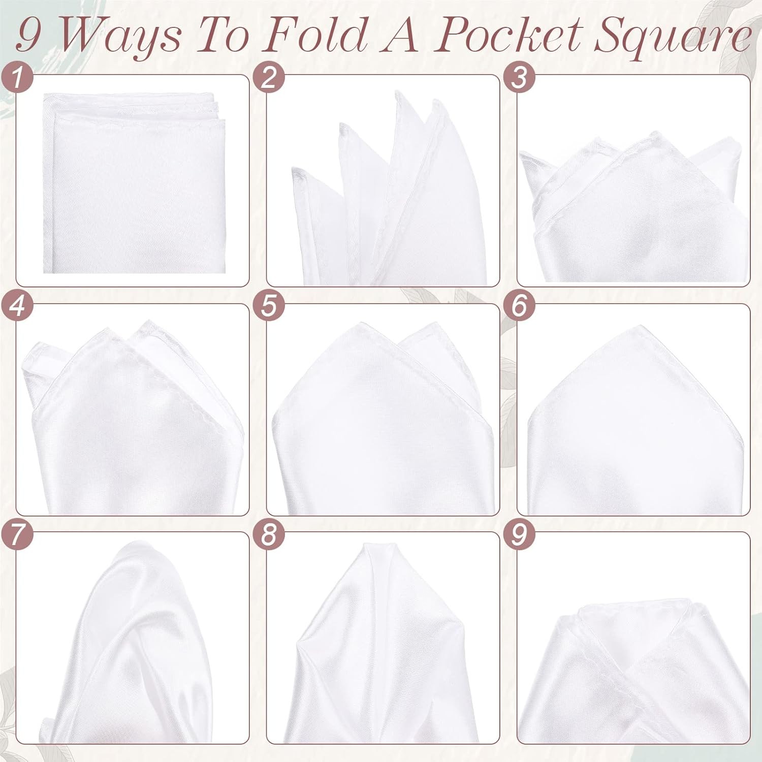Tarpop 10 Pcs Pocket Squares for Men Suit Handkerchief White