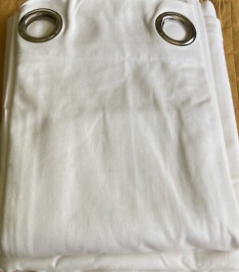 IKEA MERETE Curtain Drapes 57×84″ White/ivory 1 Pair Denim Grommets Cotton