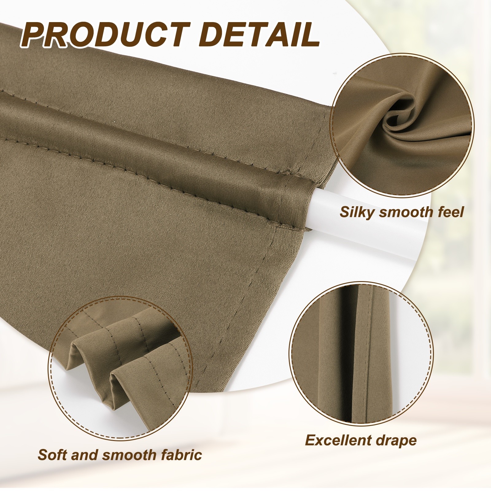 1 Pc French Door Curtain, 30″ x 40″ Blackout Drape, Burnt Orange