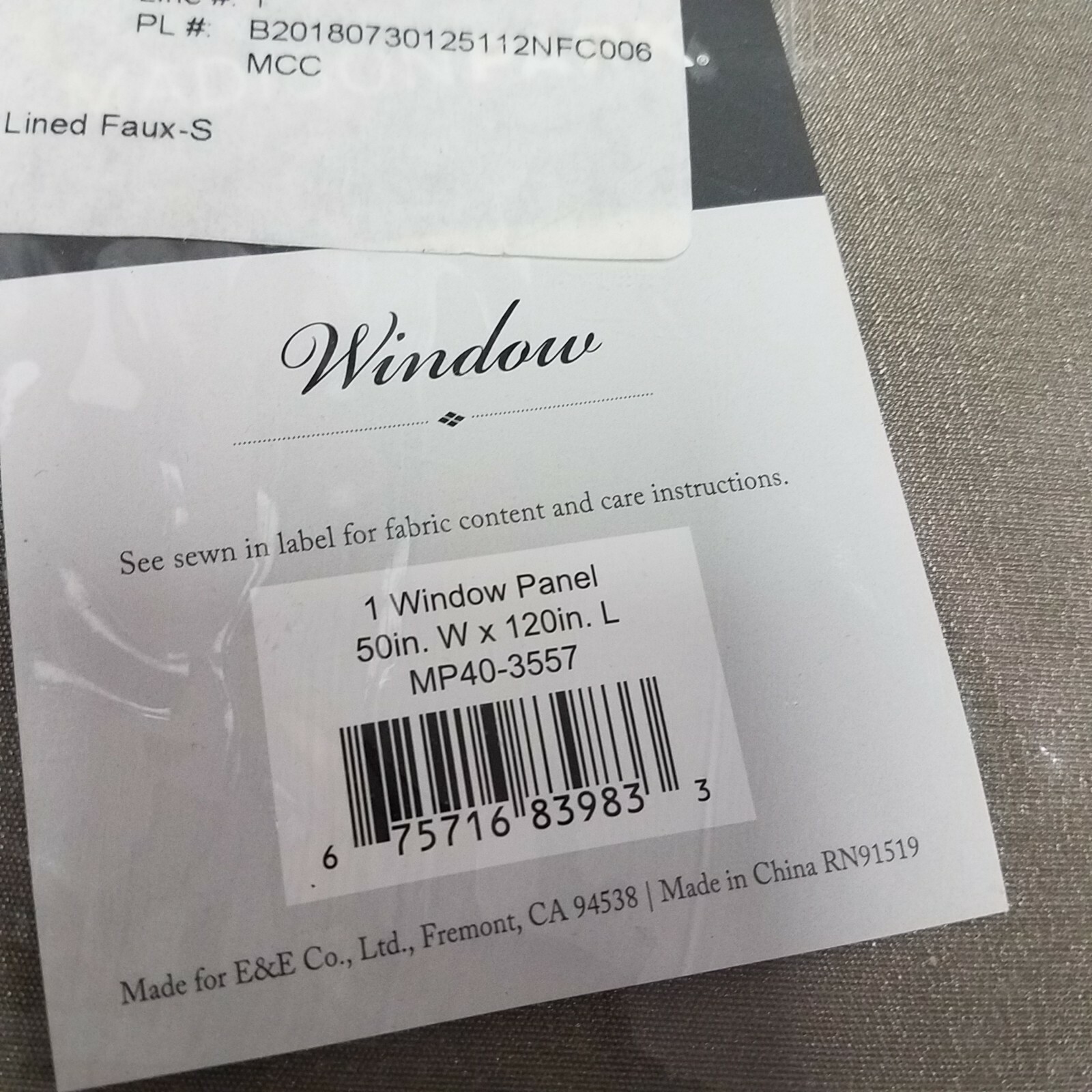 Lillian Twisted Tab Light Filtering Lined Curtain Panel, Gray, 50W x 120L, 1 Pc
