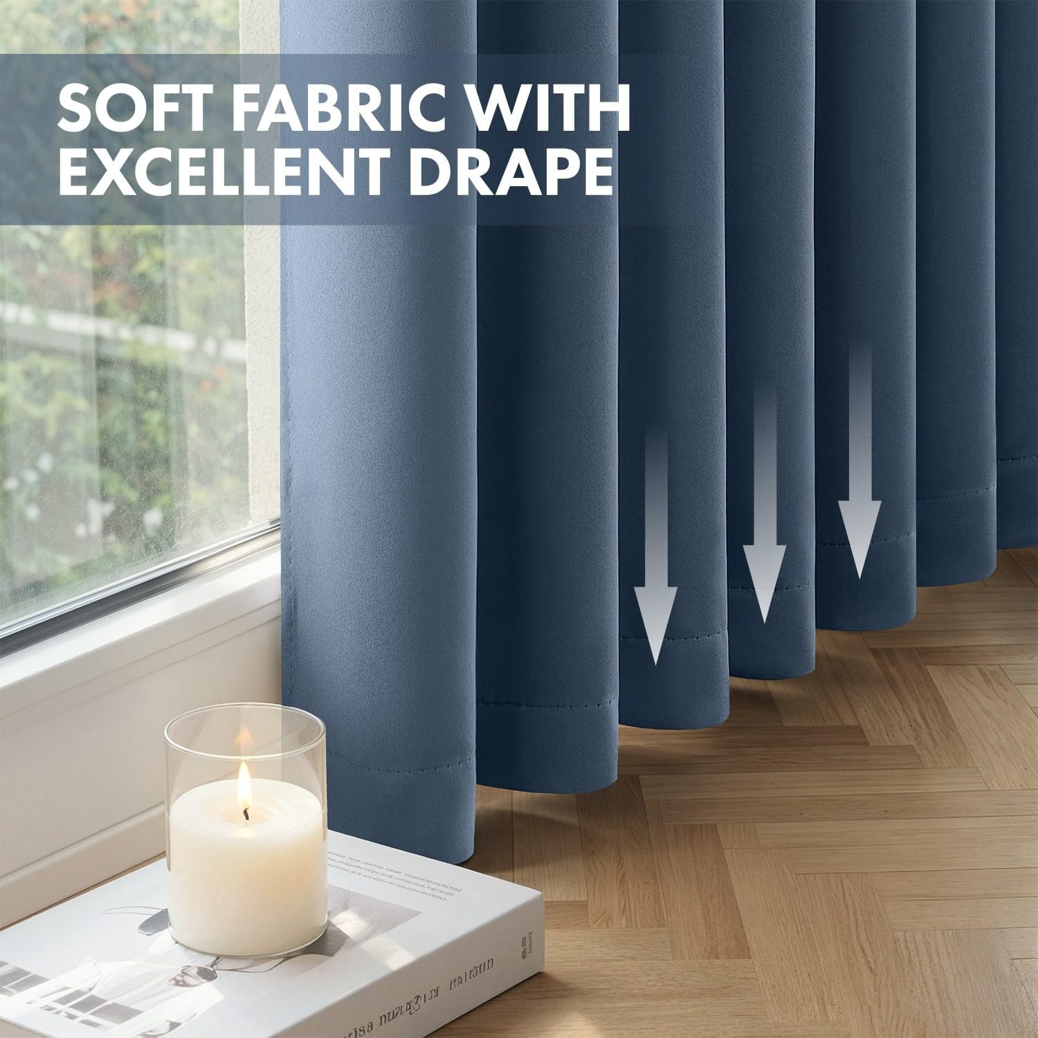 Stone Blue Pinch Pleat Blackout Curtains 90 Inch Length 2 Panels for Bedroom …