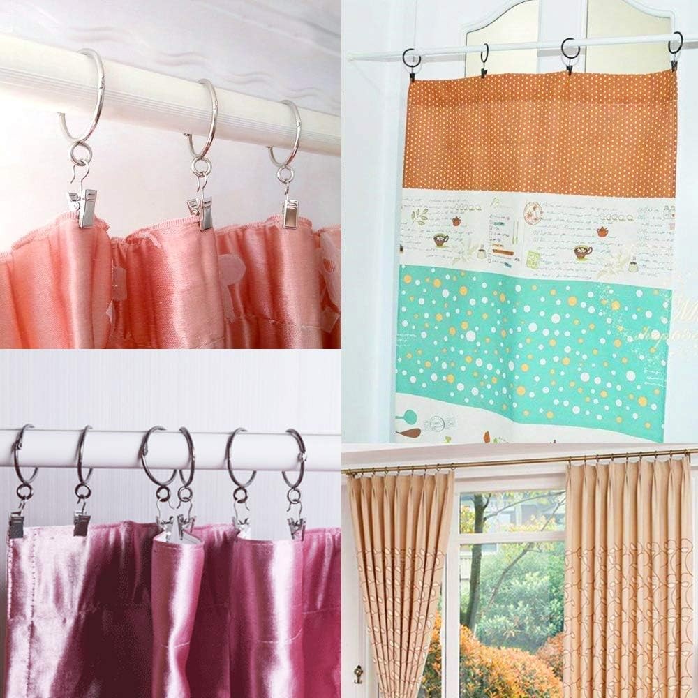 120 Pack Heavy-Duty Hook Clip Set Metal Curtain Clips