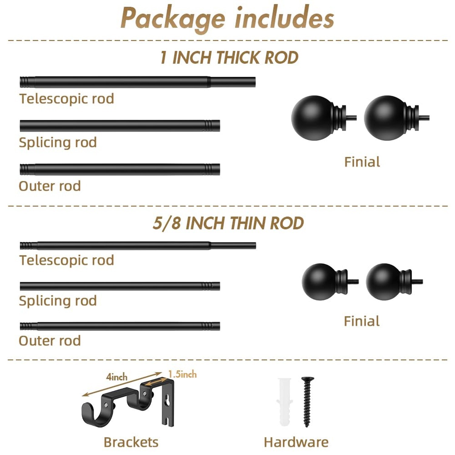 GXOACKJ Double Curtain Rods for Windows 72-144 Inches Length, Adjustable Heav…