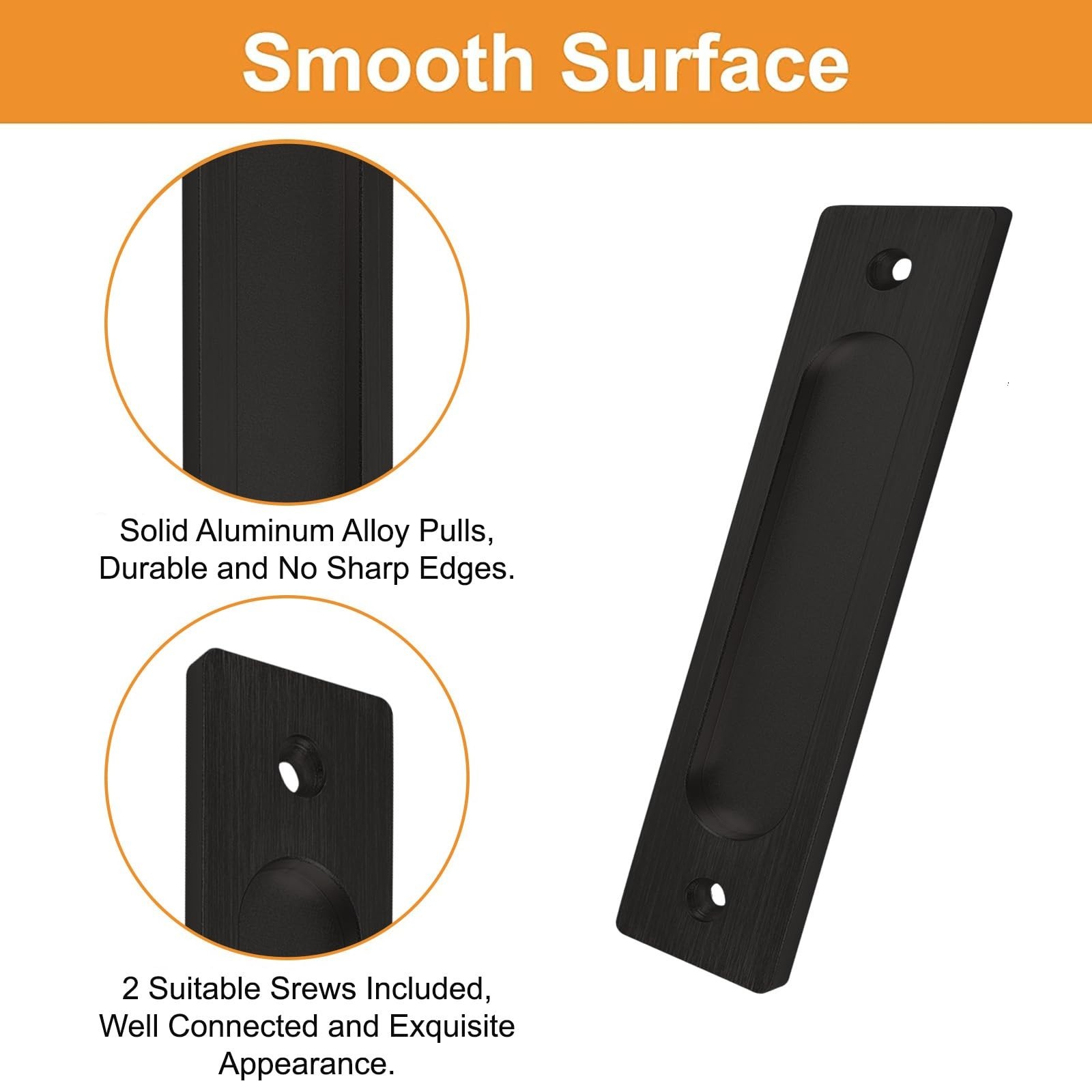 MOROBOR Rectangular Recessed Sliding Door Pulls, 2pcs Matte Black Flush Pull …